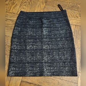 BCBGMaxAzria Black and Silver Pencil Skirt